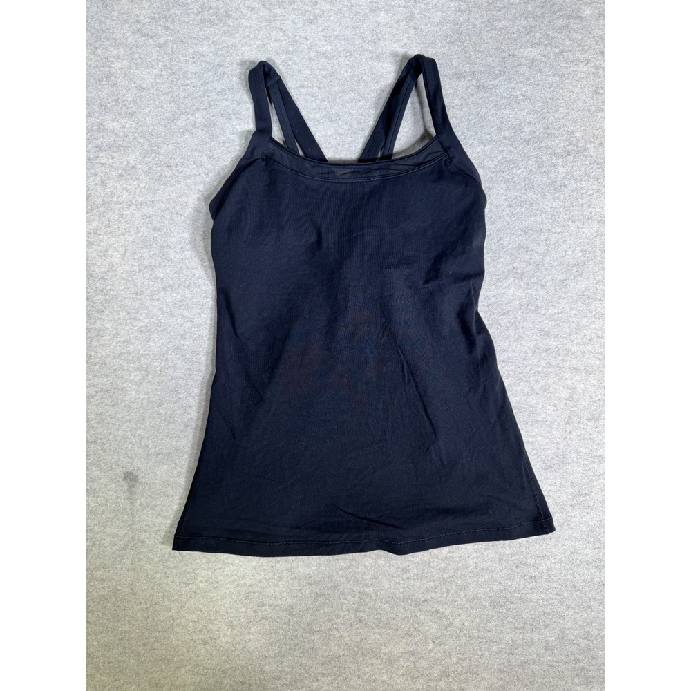 Lululemon Tank Top Womens Navy Blue Crisscross Strappy Back Adjustable Workout
